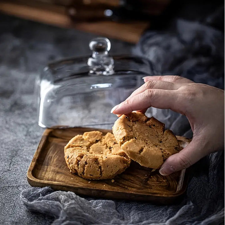 Wood and Glass Butter Dish - ButterElegance