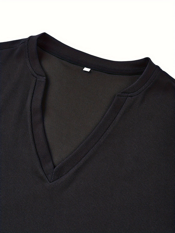 Heren T-shirt met Diepe V-hals en Textuur – Rafael