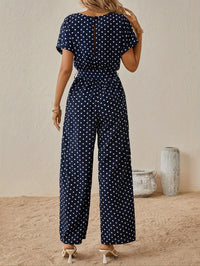 Trendy dames jumpsuit met tailleband en stippenpatroon - PunktLaune