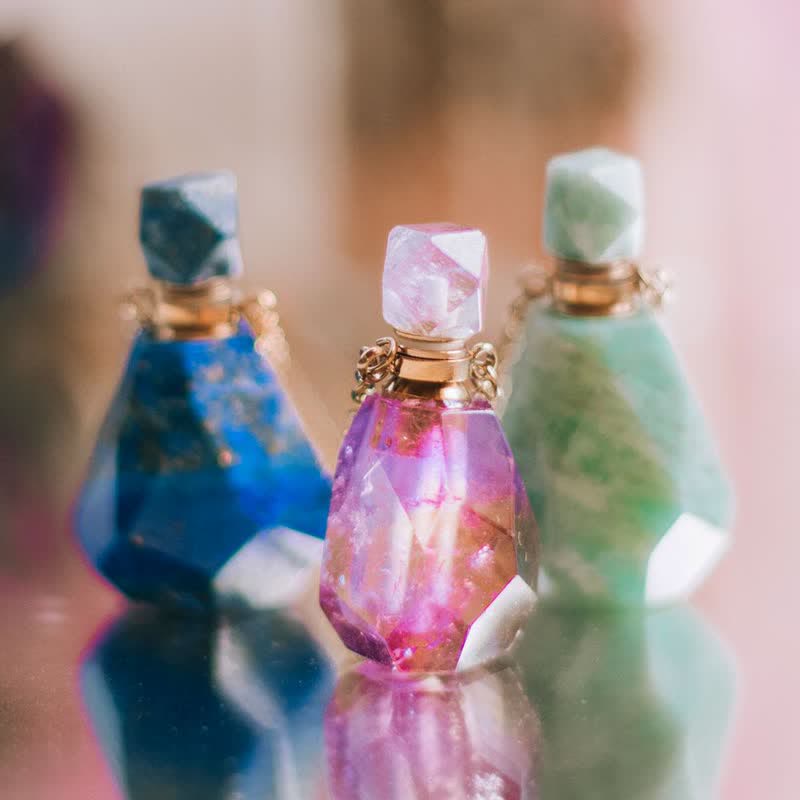 Crystal Perfume Bottle Necklace - Iris