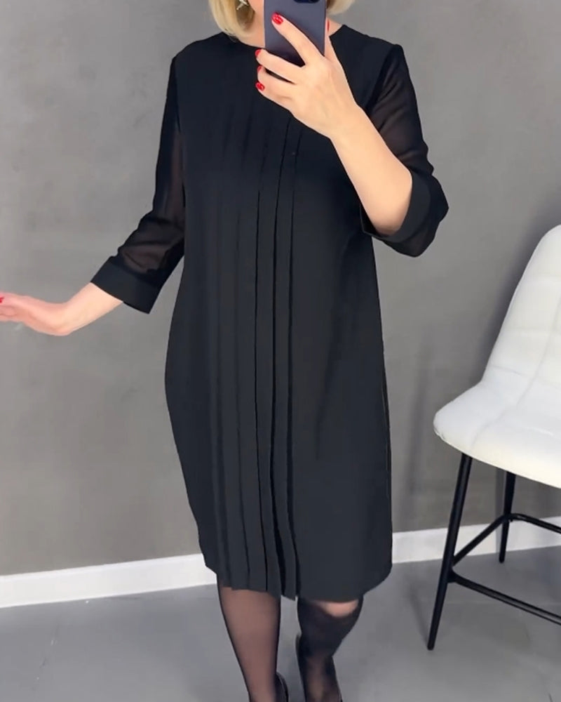 Trendy Shift Dress with Mesh Details - Gabrielle