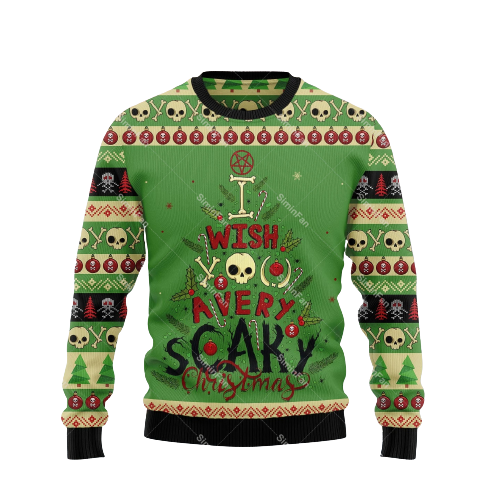 Sammy Jackson™ GrungeFest Christmas Sweater | Sweater with skull print
