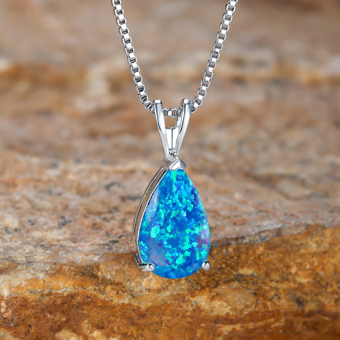 Minimalist Drop Opal Pendant Necklace - Selina