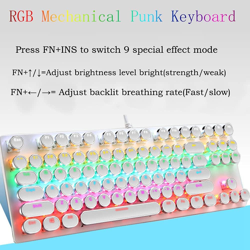 Mechanisch 87-toetsen gamingtoetsenbord met RGB-achtergrondverlichting en blauwe schakelaars