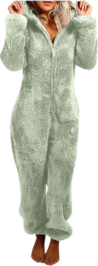 Sherpa Fuzzy Onesie with Hood - CozyCat