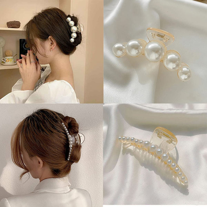 Stylish Pearl Hair Clips - 4-Pack