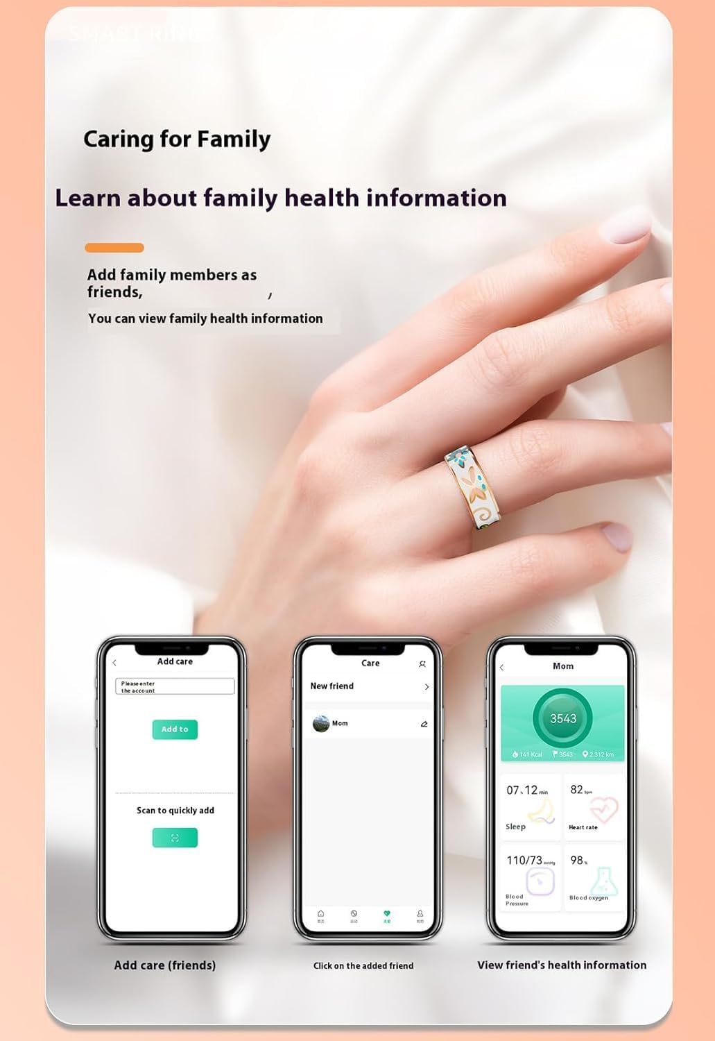 Bague connectée bien-être en émail – Suivi de la forme et du sommeil pour iOS & Android – Aurina