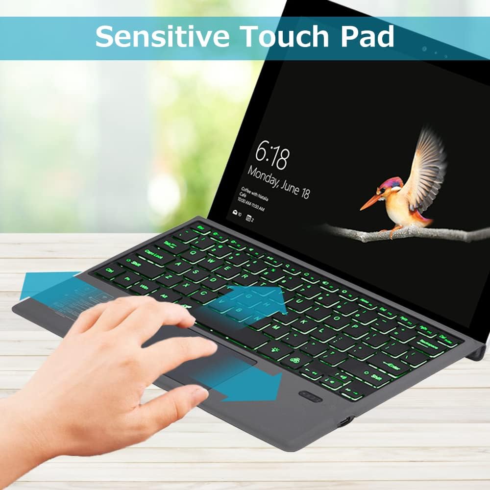 Draadloos Bluetooth-toetsenbord met achtergrondverlichting en touchpad voor Surface Pro – Nexora