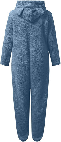 Sherpa Fuzzy Onesie with Hood - CozyCat