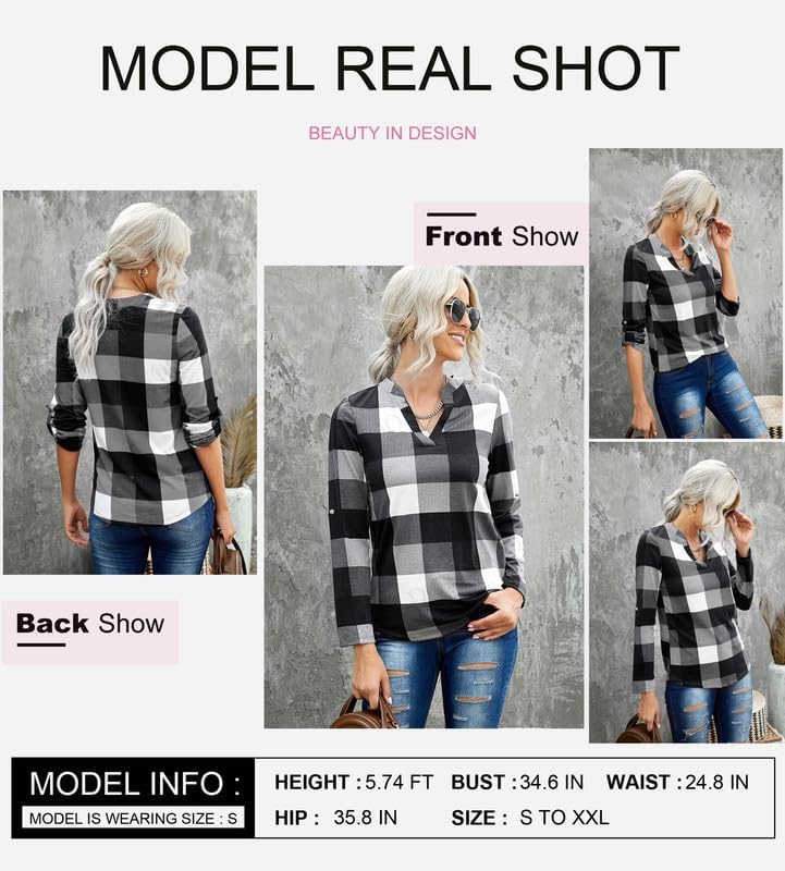 Stylish Casual Checked Women's Blouse - Lara
