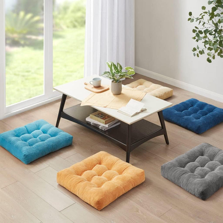 Set of 2 Meditation Cushions - Large Tufted Corduroy Cushions