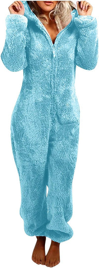 Sherpa Fuzzy Onesie with Hood - CozyCat