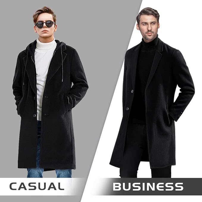 Men's Winter Wool Blend Trench Coat - Liam