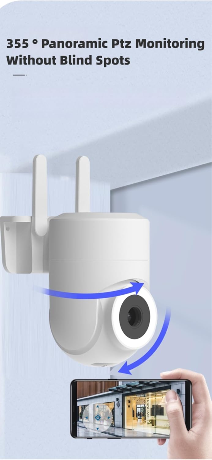 Outdoor and indoor security camera with 2K resolution and 355° view