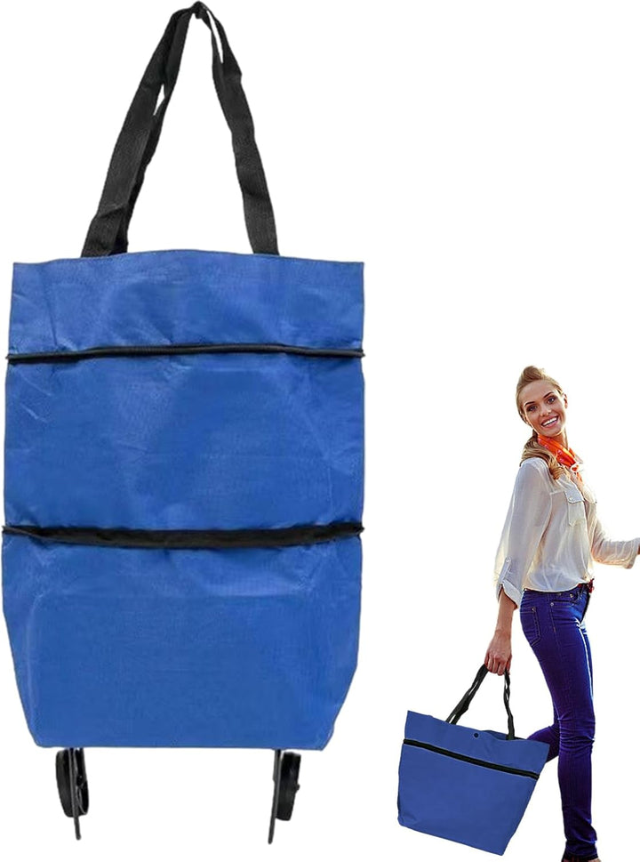 Large-Capacity Foldable Shopping Bag with Wheels – Reusable Cart Tote – Veytra