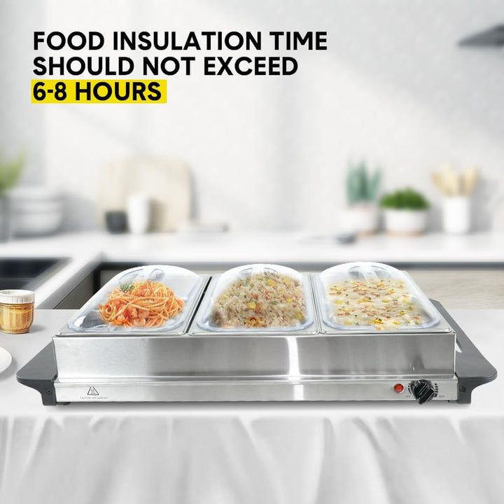 Calentador eléctrico para buffet con 3 bandejas de 2,5L y control de temperatura – Valtero