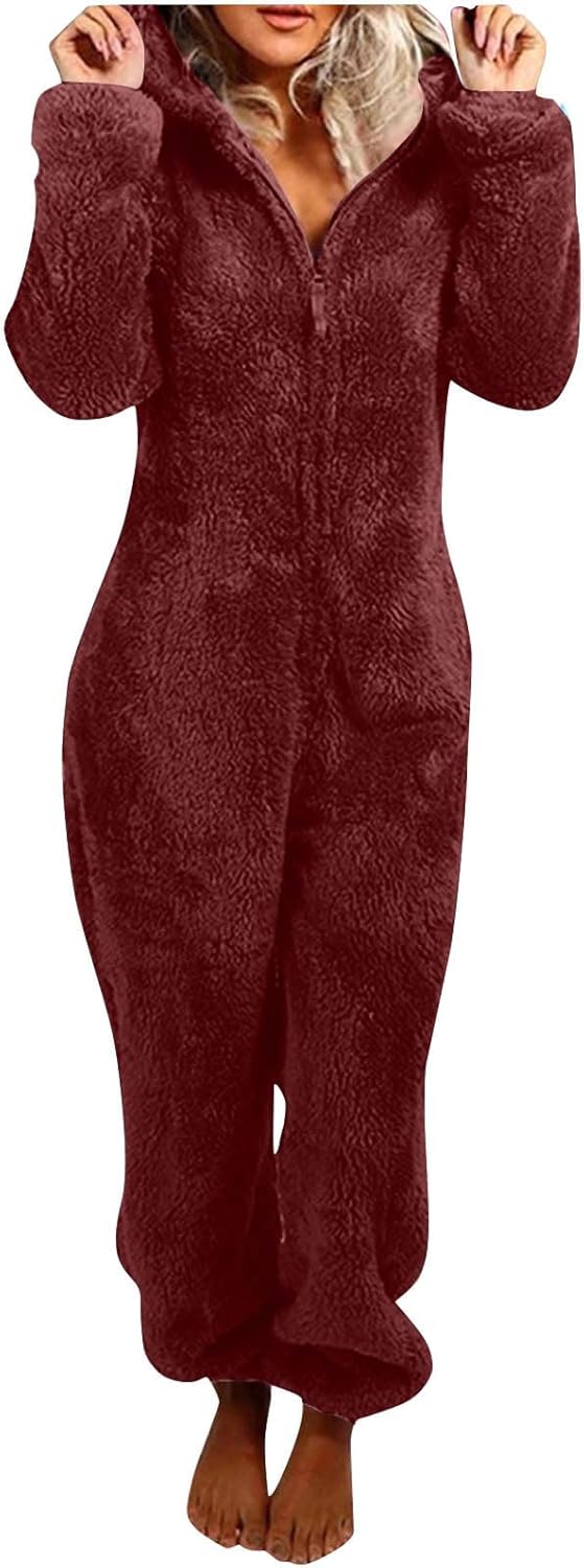 Sherpa Fuzzy Onesie with Hood - CozyCat