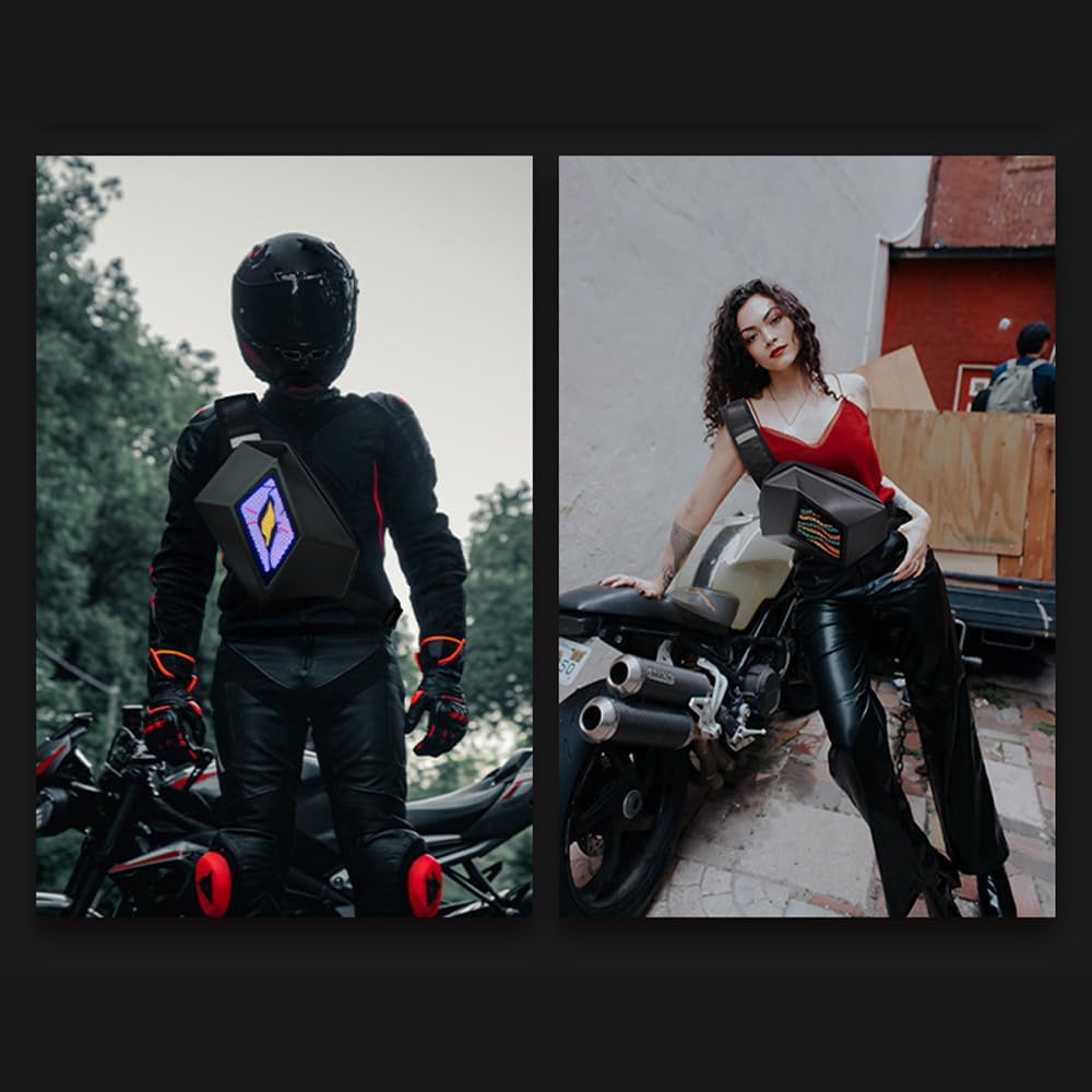 Bolso de hombro para motocicleta con pantalla LED programable – Nexora
