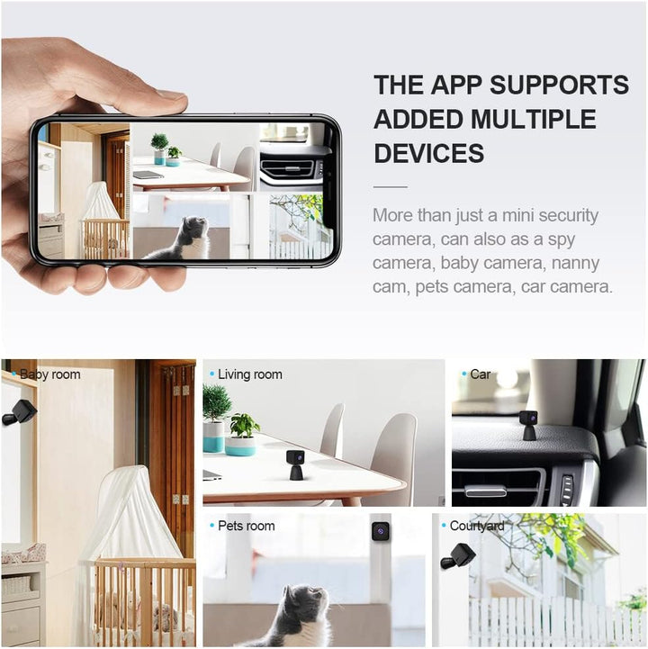 Minicámara de seguridad 4K con Wi-Fi, cámara interior oculta y visión nocturna