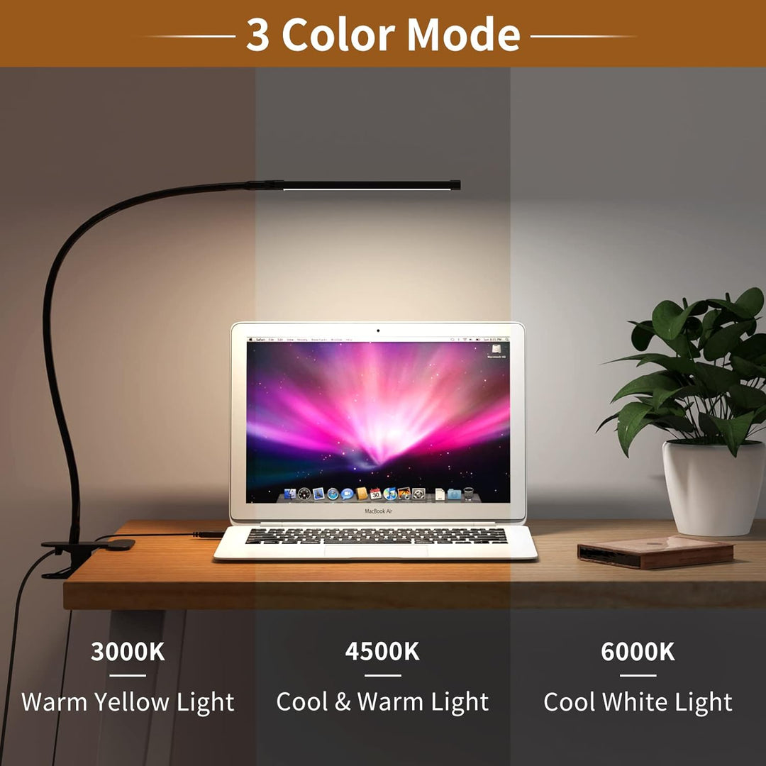 Lámpara de escritorio con pinza de 77 LED con alimentación USB y cuello de cisne flexible – Serava