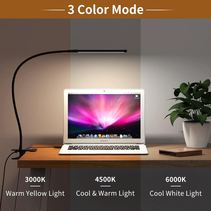 Lámpara de escritorio con pinza de 77 LED con alimentación USB y cuello de cisne flexible – Serava