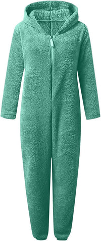 Sherpa Fuzzy Onesie with Hood - CozyCat