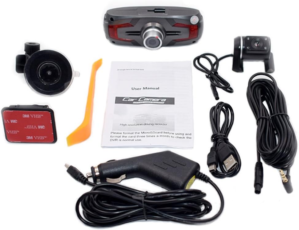 Cámara de salpicadero dual con LCD de 2.7", gran angular de 170° y cámara de marcha atrás