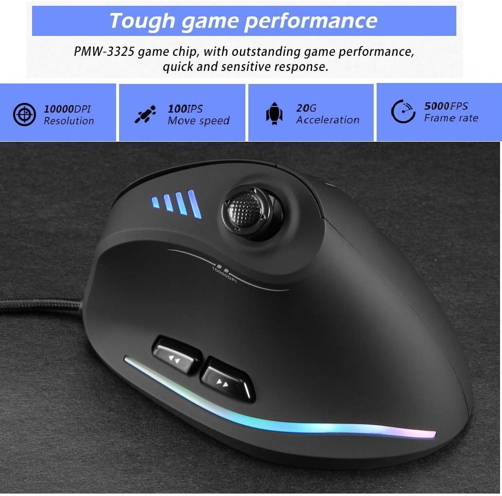 Ratón gaming vertical RGB con joystick y 11 botones programables - Kryvos