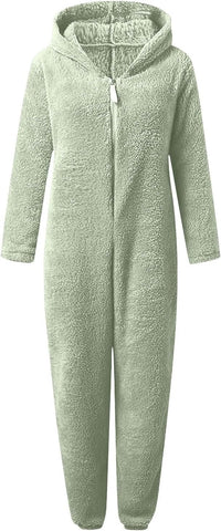 Sherpa Fuzzy Onesie with Hood - CozyCat