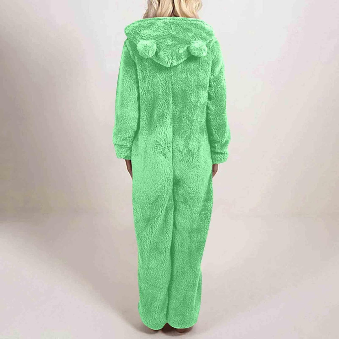 Sherpa Fuzzy Onesie with Hood - CozyCat