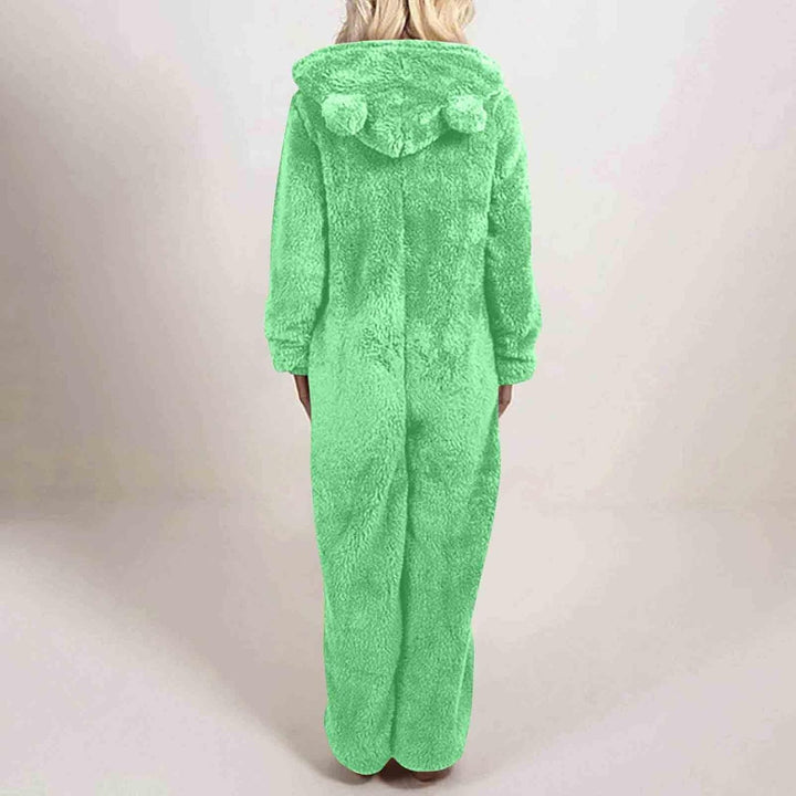 Sherpa Fuzzy Onesie with Hood - CozyCat