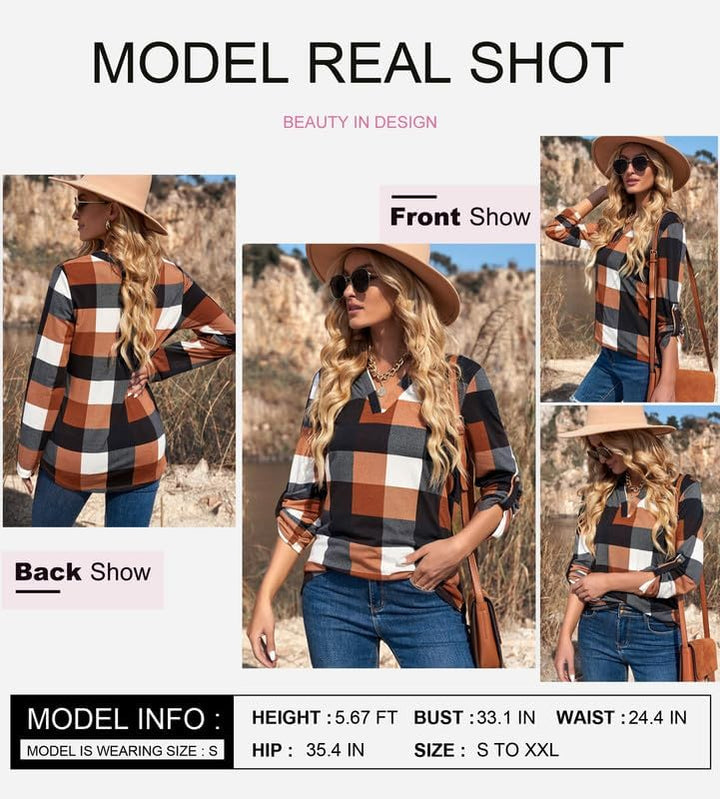Stylish Casual Checked Women's Blouse - Lara