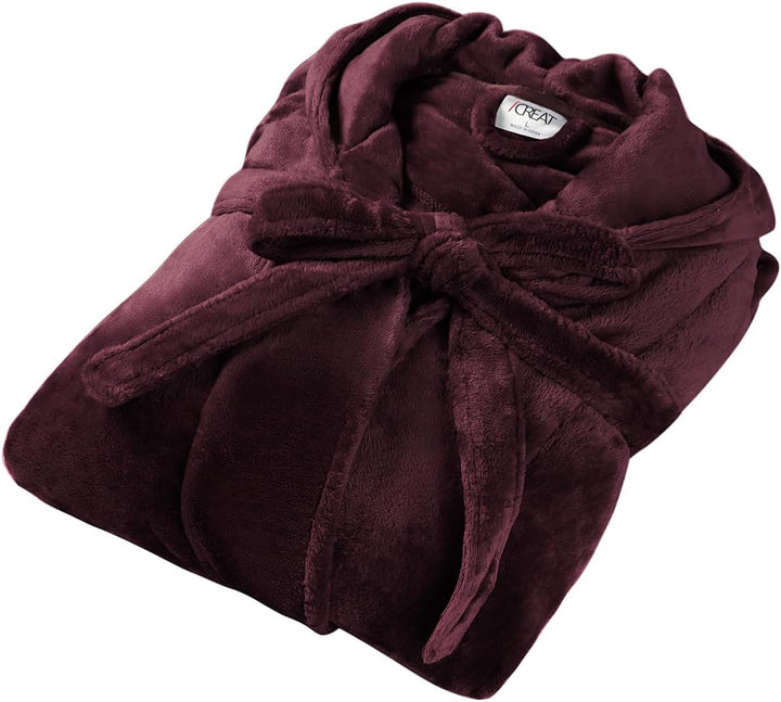 Fluffy Fleece Bathrobe with Hood - CozyFluff