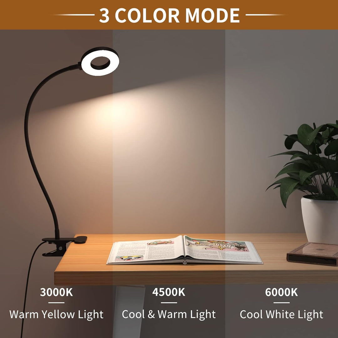 LED Desk Clamp Lamp with 3 Color Modes and Flexible Gooseneck – Selvara