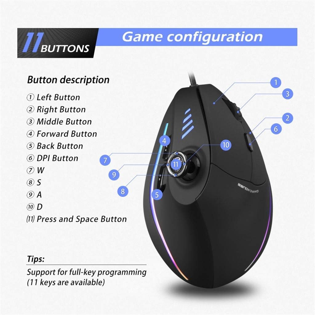 Ratón gaming vertical RGB con joystick y 11 botones programables - Kryvos
