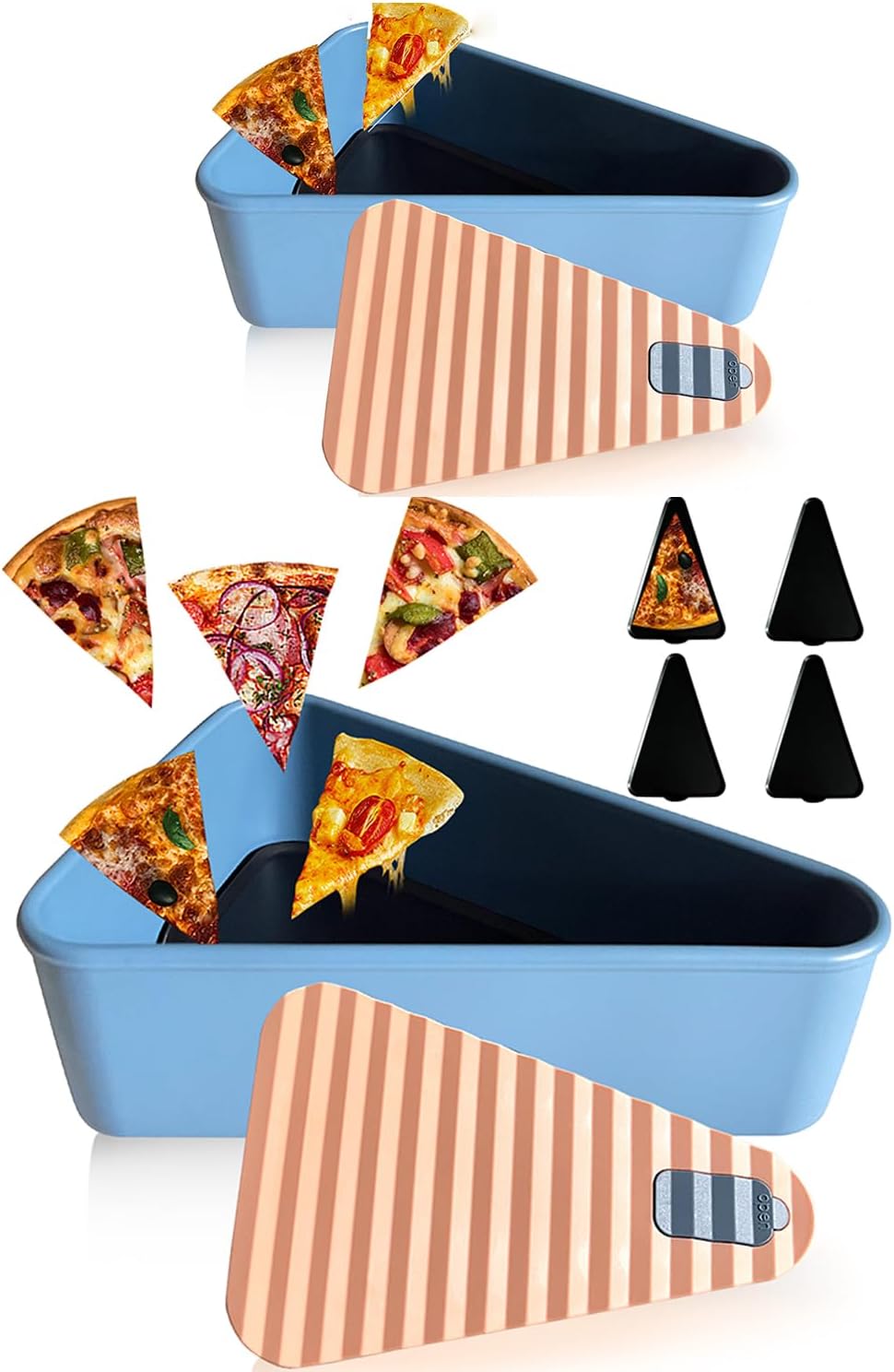 Contenedor reutilizable para guardar pizza con 2 bandejas – SliceSafe