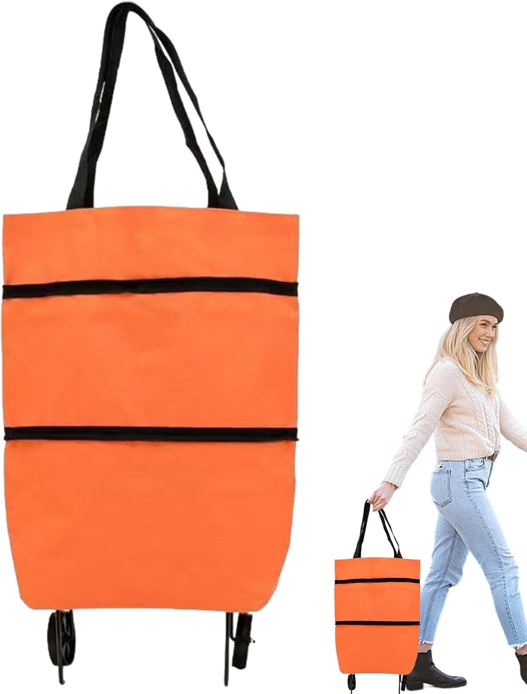 Large-Capacity Foldable Shopping Bag with Wheels – Reusable Cart Tote – Veytra