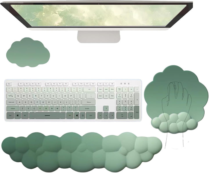 Cloud-Vormige Ergonomische Polssteun Set met Muismat & Onderzetter - Zeyora
