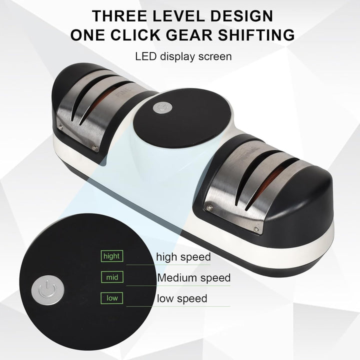 Afilador eléctrico de cuchillos con 3 velocidades y pantalla LED – EdgeMaster