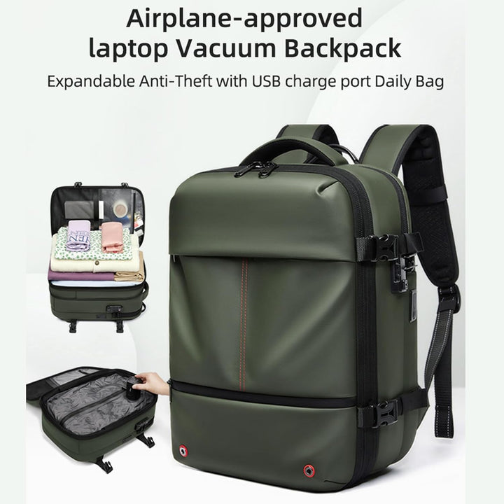 Mochila de viaje expandible e impermeable con compresión al vacío – Arvid