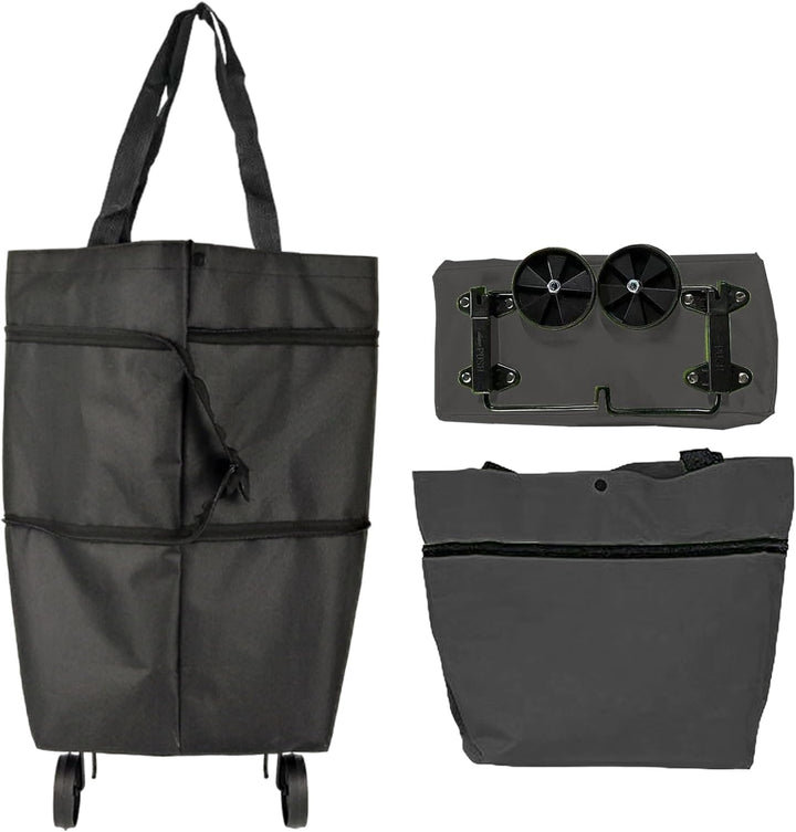 Large-Capacity Foldable Shopping Bag with Wheels – Reusable Cart Tote – Veytra