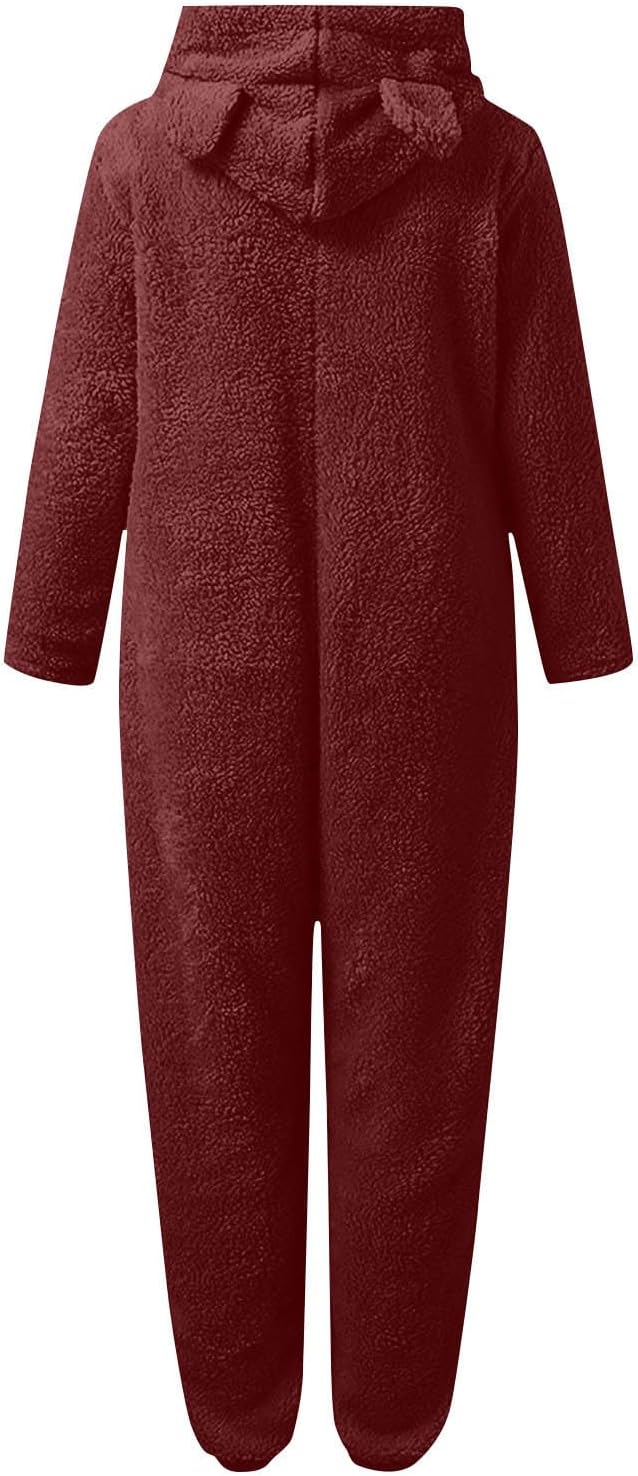 Sherpa Fuzzy Onesie with Hood - CozyCat