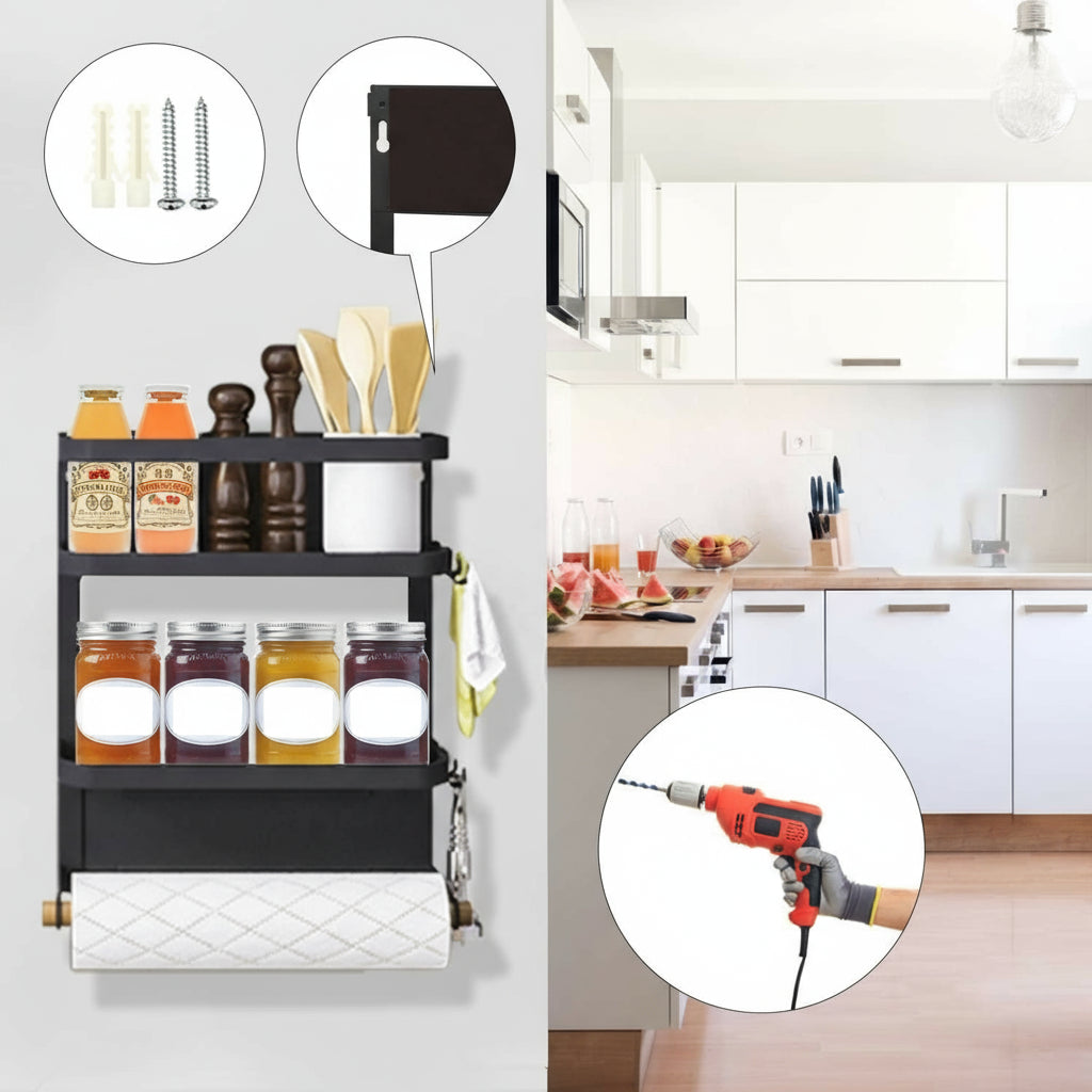 Magnetic Kitchen Spice Rack with Paper Towel Holder – Oryden