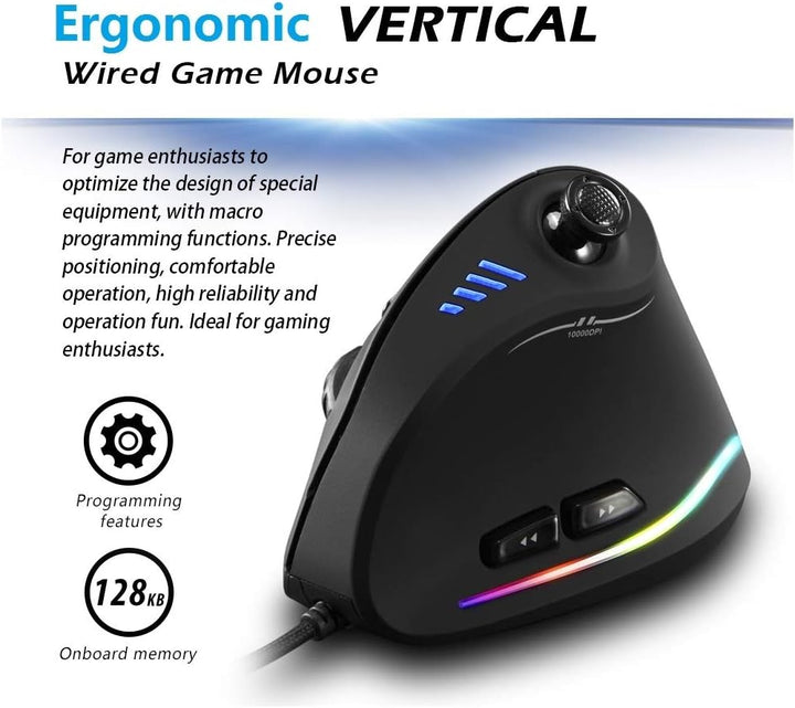 Ratón gaming vertical RGB con joystick y 11 botones programables - Kryvos