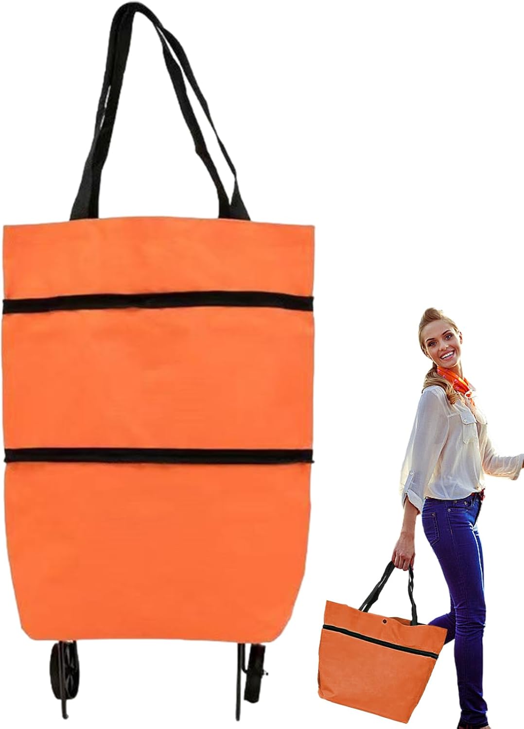 Large-Capacity Foldable Shopping Bag with Wheels – Reusable Cart Tote – Veytra