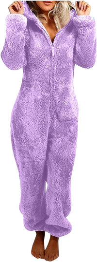 Sherpa Fuzzy Onesie with Hood - CozyCat