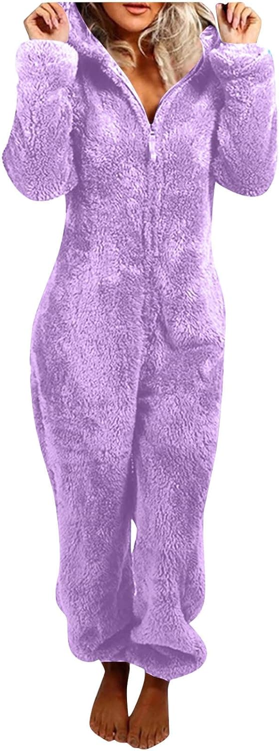 Sherpa Fuzzy Onesie with Hood - CozyCat