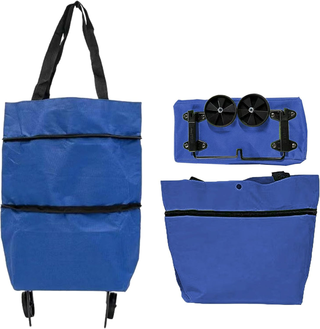 Large-Capacity Foldable Shopping Bag with Wheels – Reusable Cart Tote – Veytra