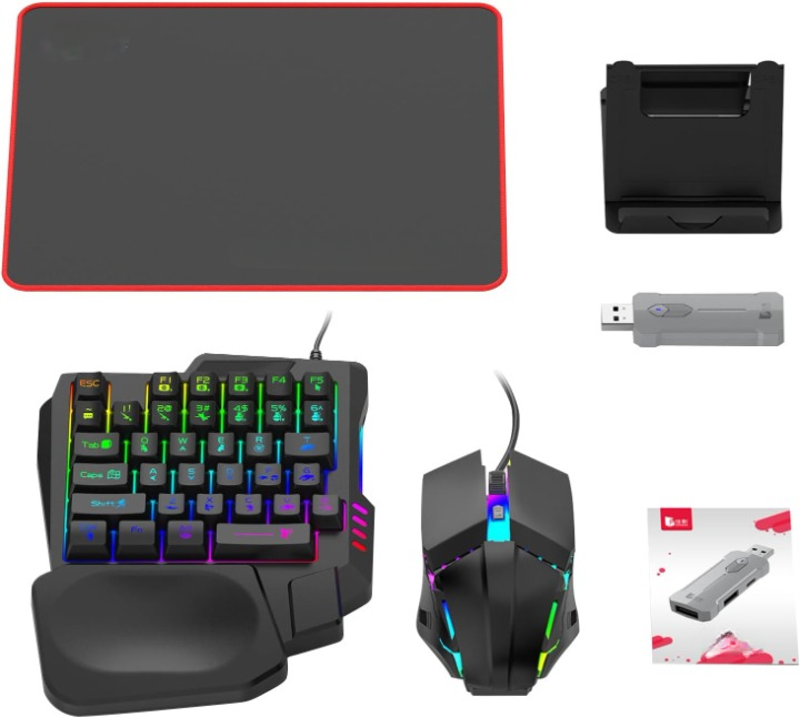 Combo de teclado y ratón gaming RGB – Set adaptador ergonómico para controlador – Zyvorn