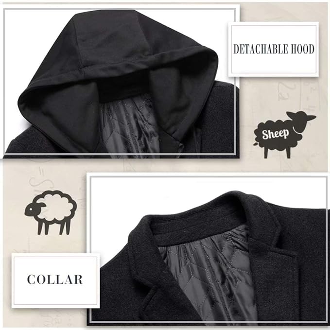 Men's Winter Wool Blend Trench Coat - Liam